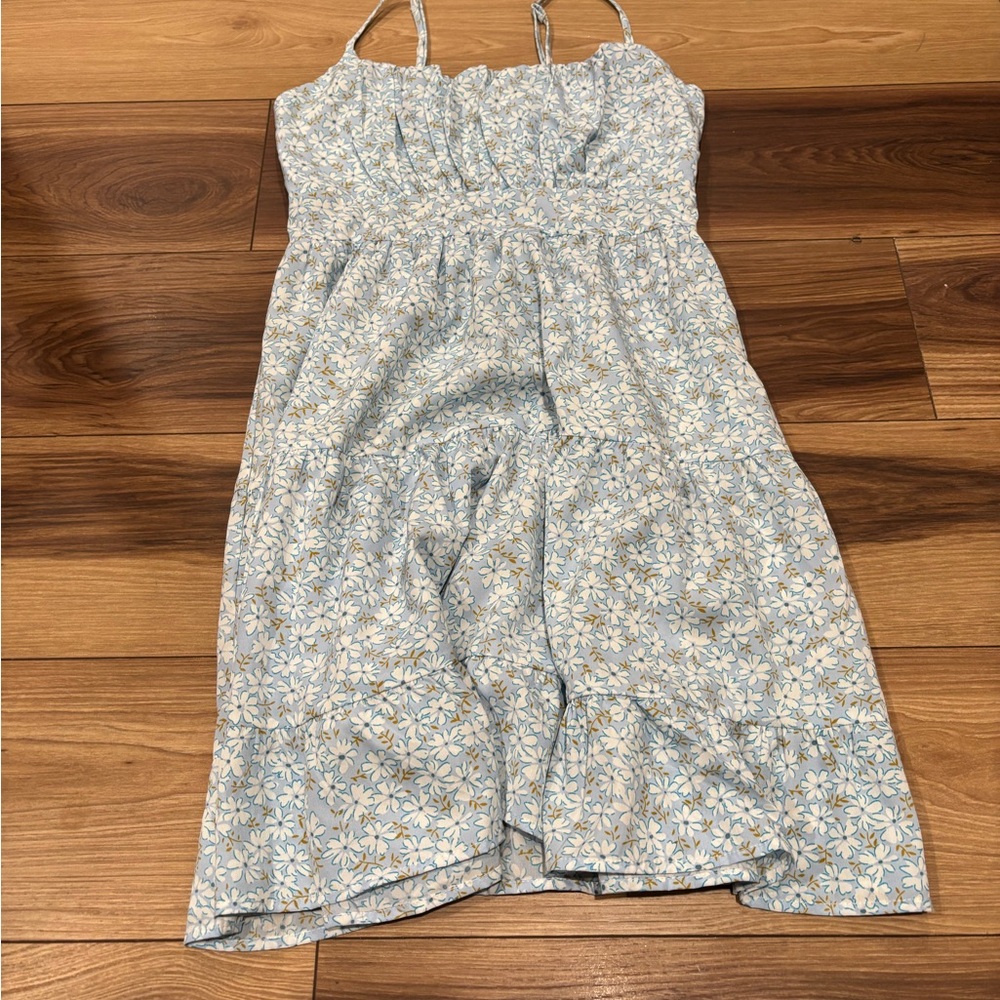 Women’s Light Blue Floral Mini Dress - Picture 3 of 5